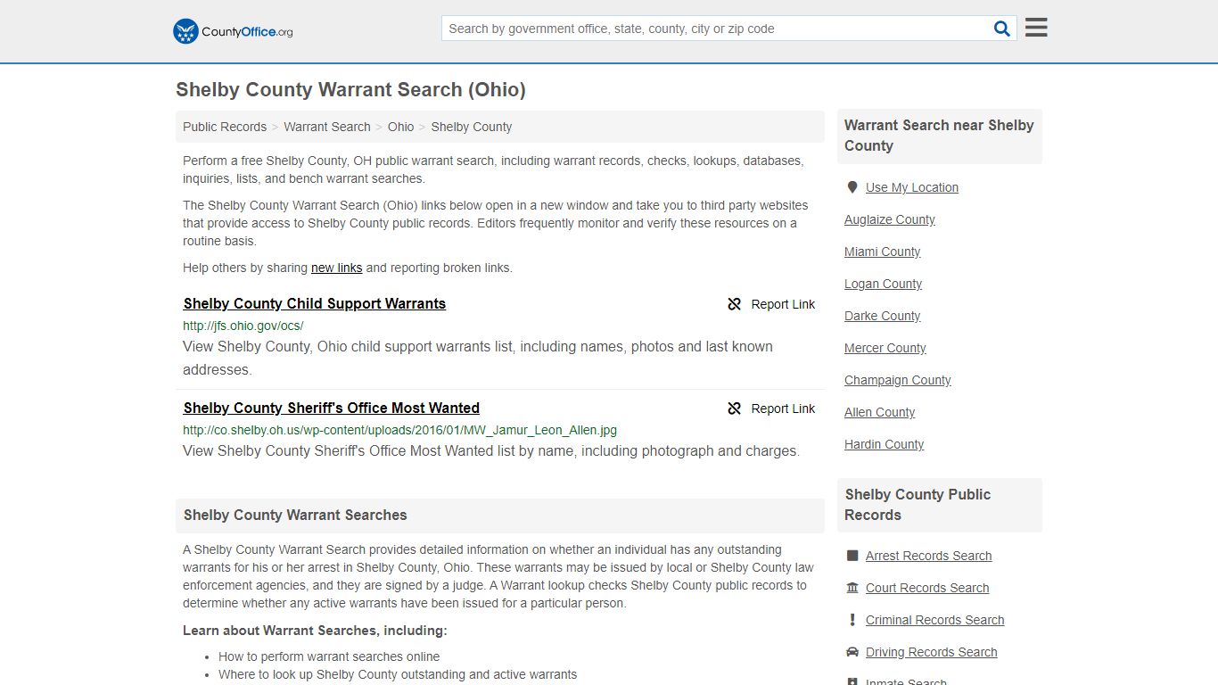 Warrant Search - Shelby County, OH (Warrant Checks & Lookups)